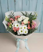 Букет цветов из:  Розы, Лизиантусы и Хризантемы в Богородицке