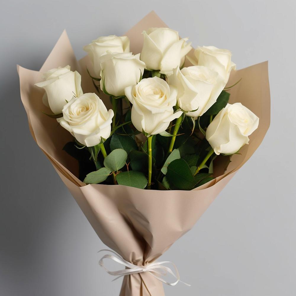 Букет 9 Белых роз Эдлесс Лав в Богородицке