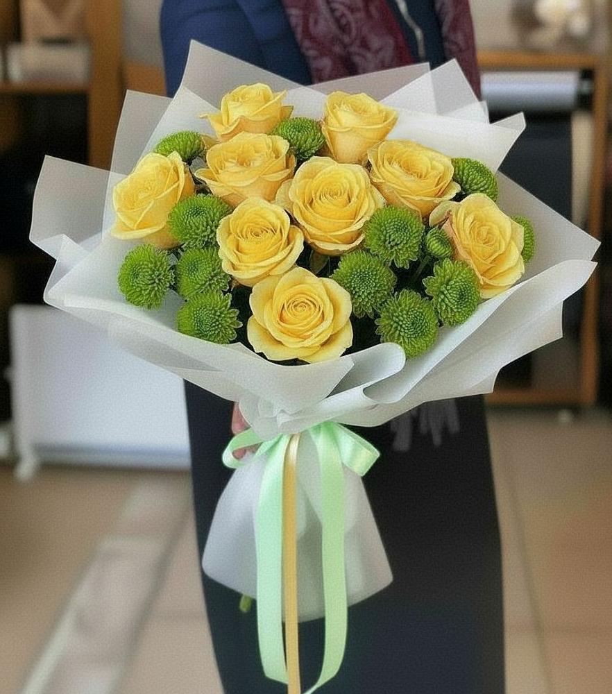 Букет цветов из: Хризантемы и Розы в Богородицке