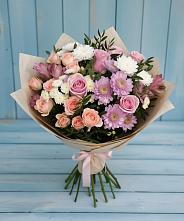 Букет цветов из:  Хризантемы, Розы и Альстромерии в Богородицке