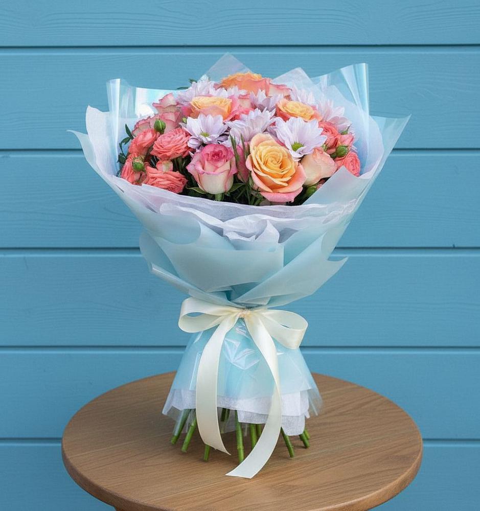 Букет цветов из: Хризантемы и Розы в Богородицке