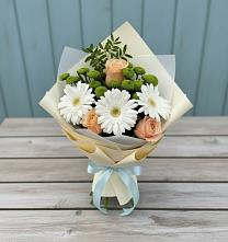 Букет цветов из:  Герберы, Розы и Хризантемы в Богородицке