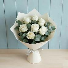 Букет Белые розы в Эвкалипте в Богородицке